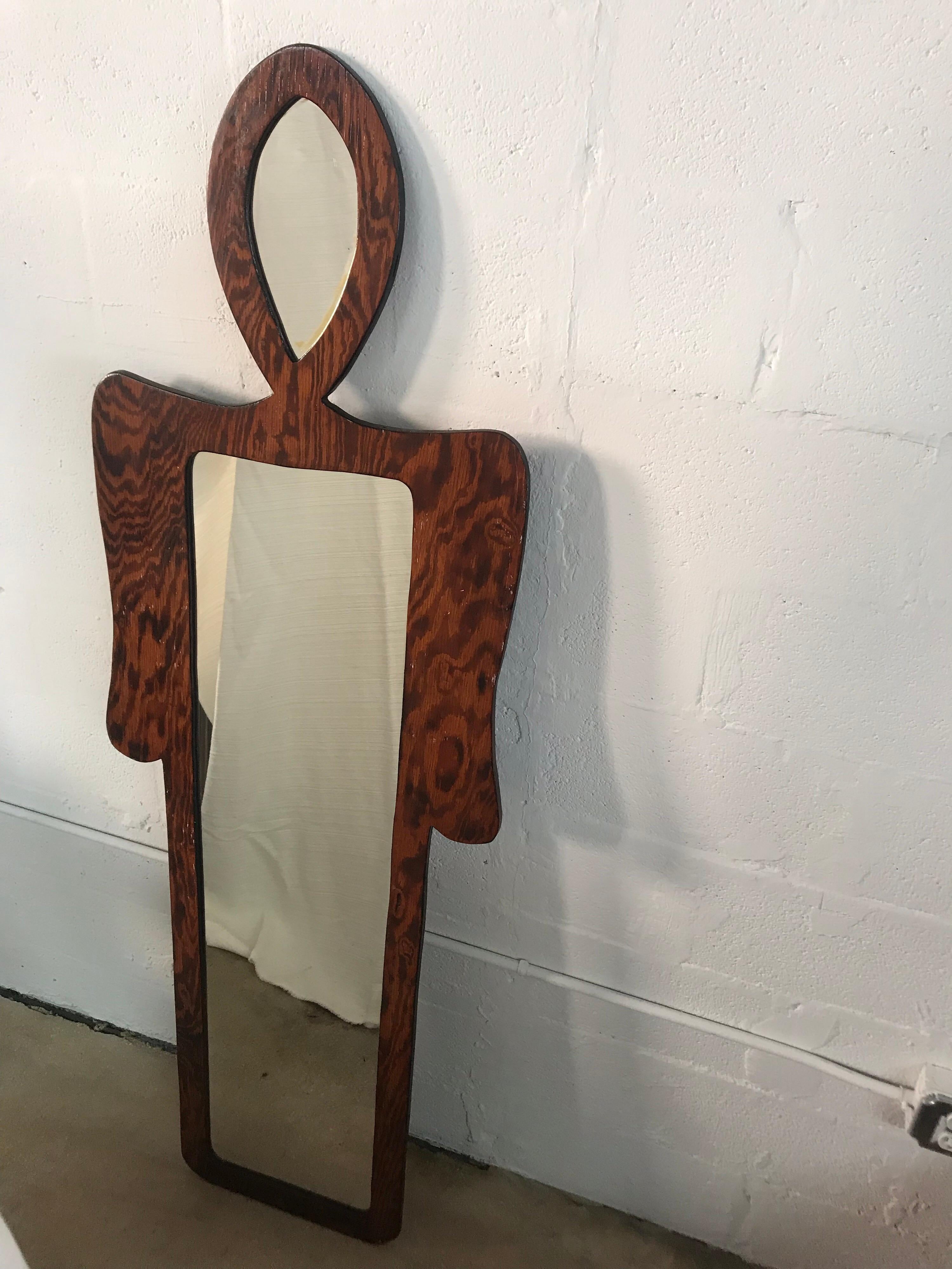 American Post Modern Figural Full Length Floor or Wall Mirror, USA, Circa 1980s For Sale