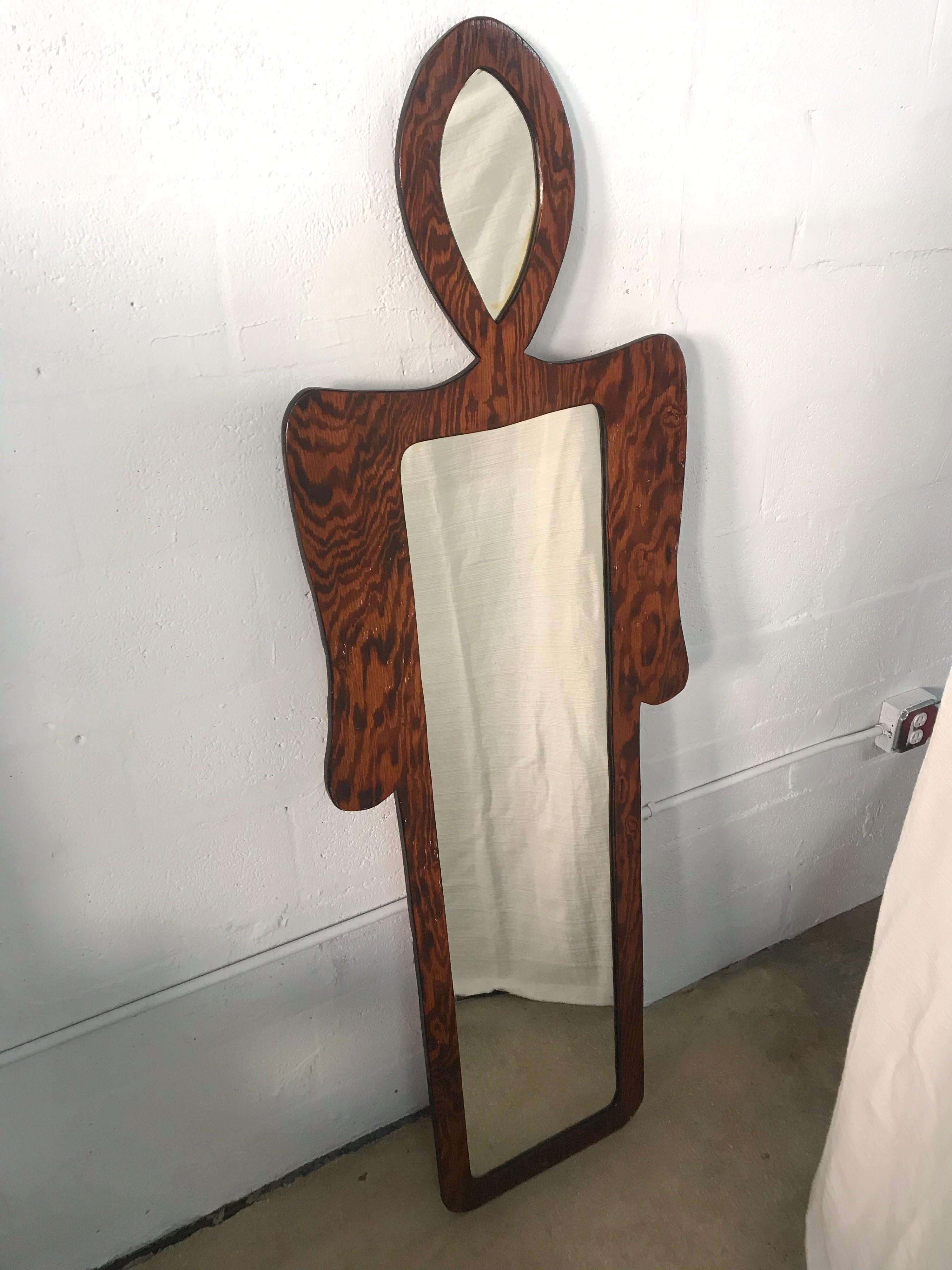 Hand-Crafted Post Modern Figural Full Length Floor or Wall Mirror, USA, Circa 1980s For Sale