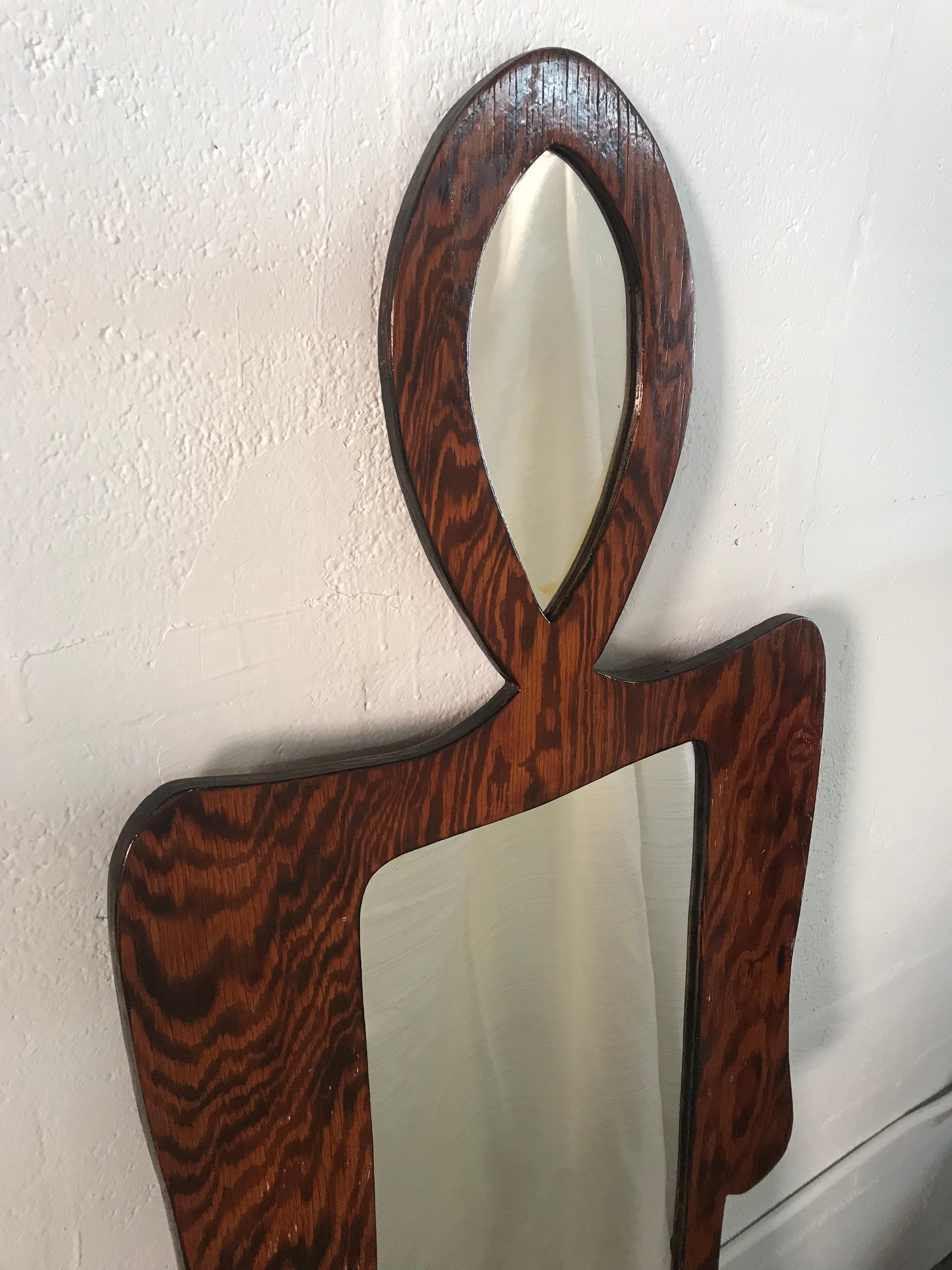 Post Modern Figural Full Length Floor or Wall Mirror, USA, Circa 1980s In Good Condition For Sale In Miami, FL