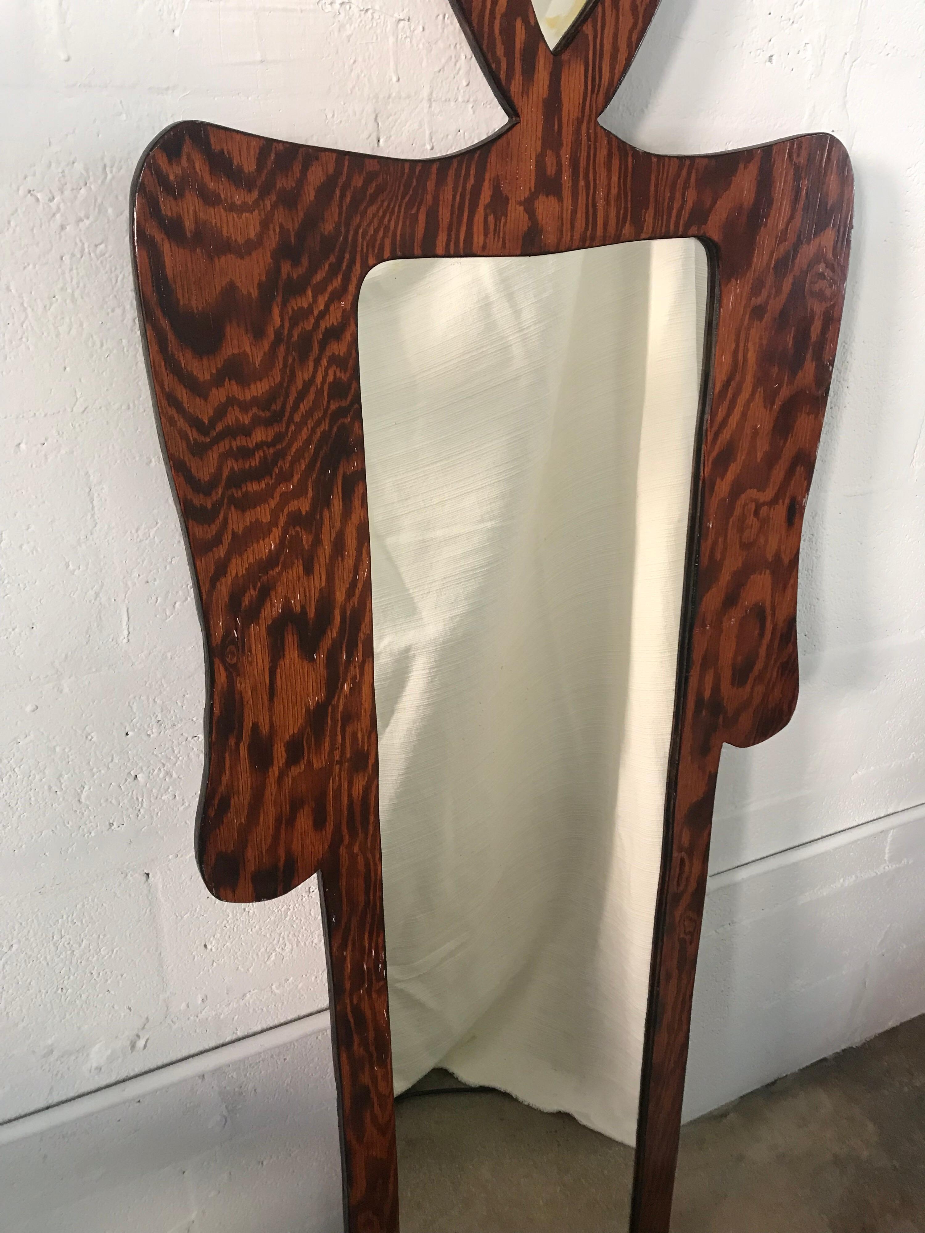 20th Century Post Modern Figural Full Length Floor or Wall Mirror, USA, Circa 1980s For Sale