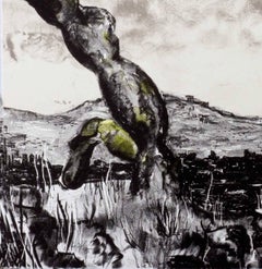 Espectro (un paisaje de otro mundo con árboles y montañas bajo un cielo moteado)