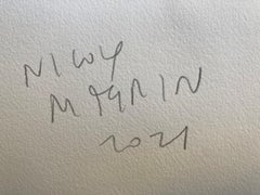 Paesaggio di pianura verde e blu con lupo e nuvole di un bravo pittore italiano