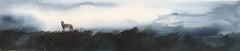 Grüne und blaue Lowlands-Landschaft mit Wolf und Wolken von feinem italienischen Maler