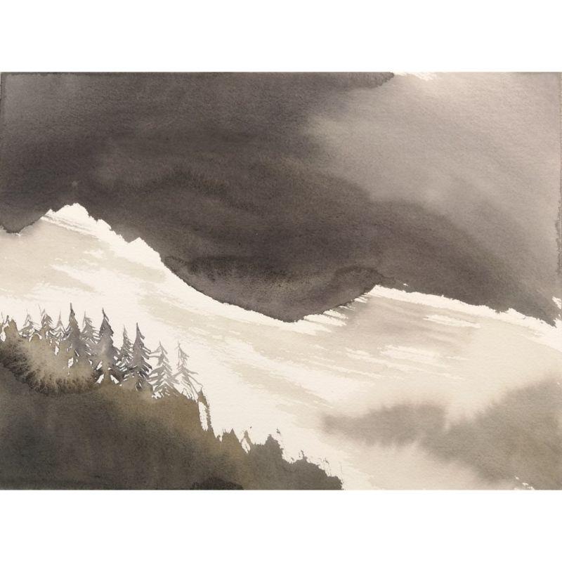 Landscape #7, Watercolor on Paper by Nicola Magrin, 2018