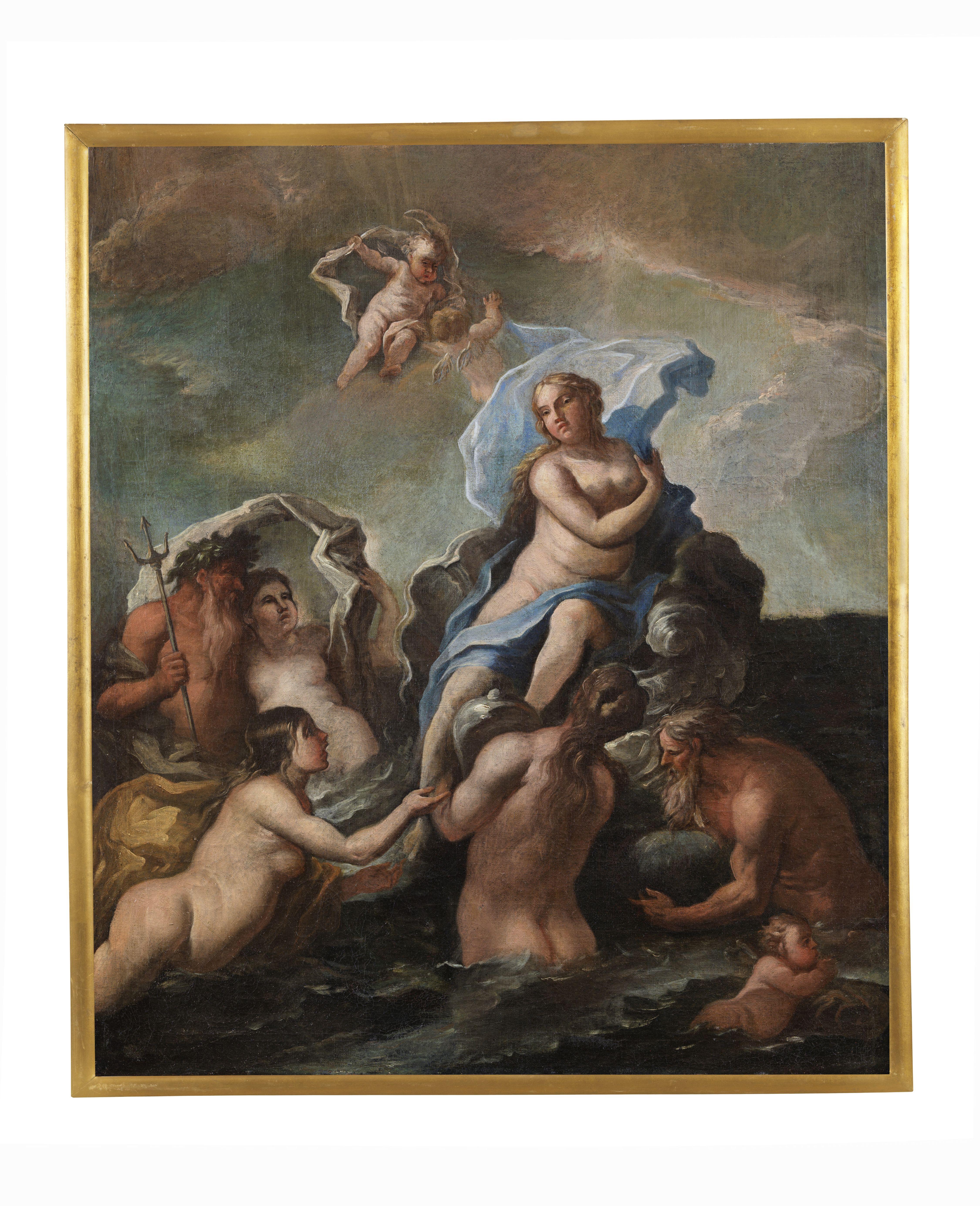 in this depiction of the “Triumph of Galatea” (oil painting on canvas, 110 x 84 cm without  a frame 115 x 84 with frame) a basic pictorial imprint and a loose display taste emerge which clearly lead back to a direct Jordanian matrix.
 However, in