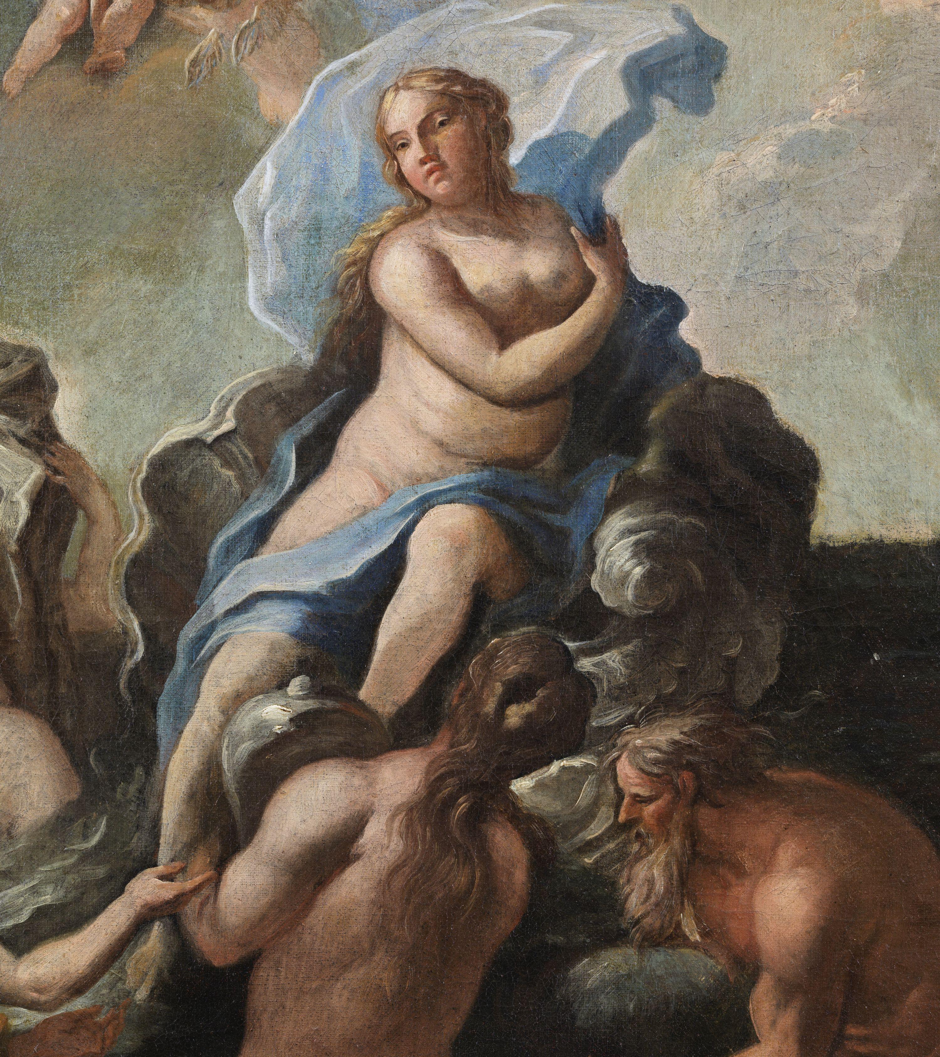 17th Century Nicola Melancolico Triumph of Galatea Oil on Canvas Sea Blue White 3