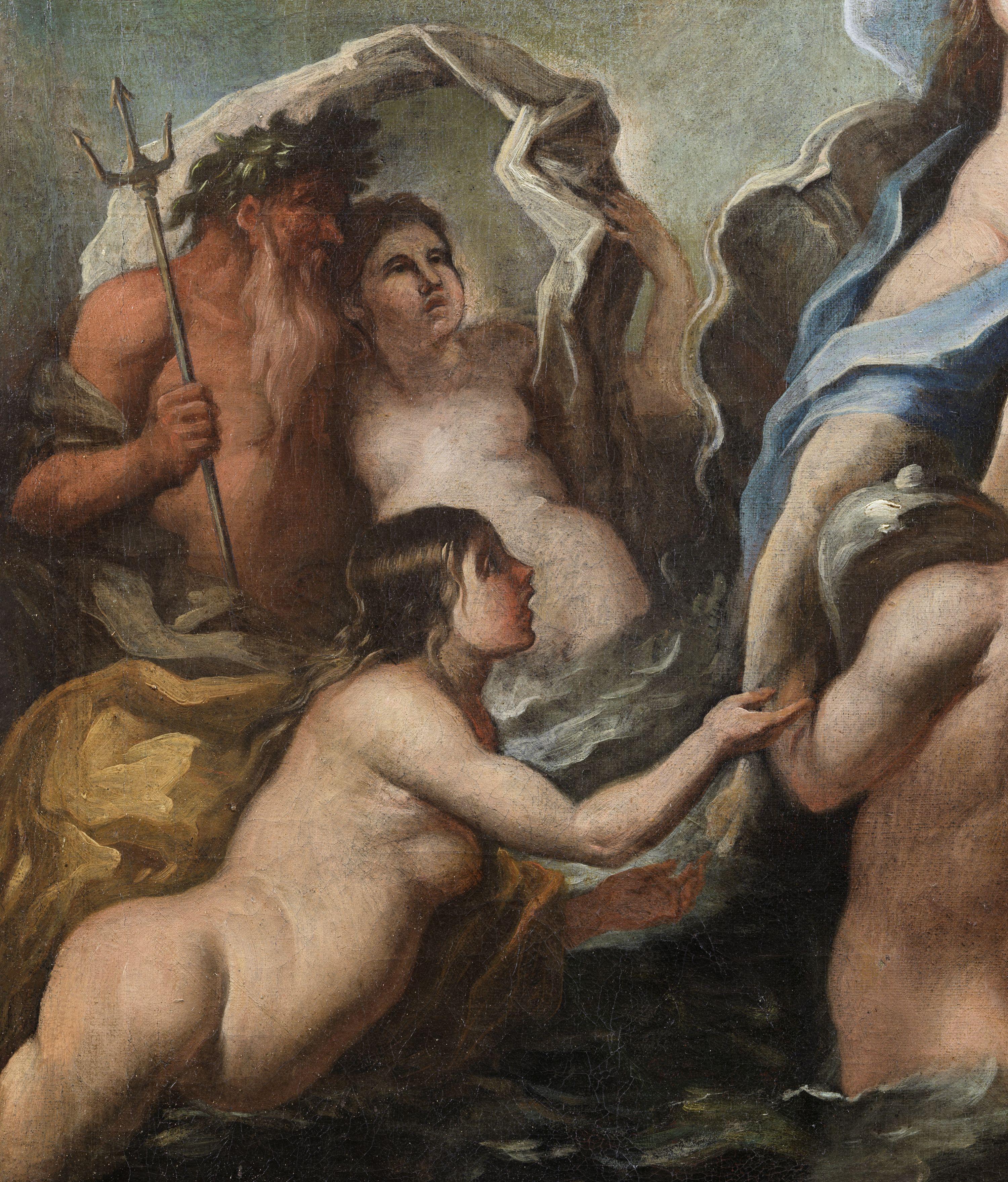 17th Century Nicola Melancolico Triumph of Galatea Oil on Canvas Sea Blue White 4