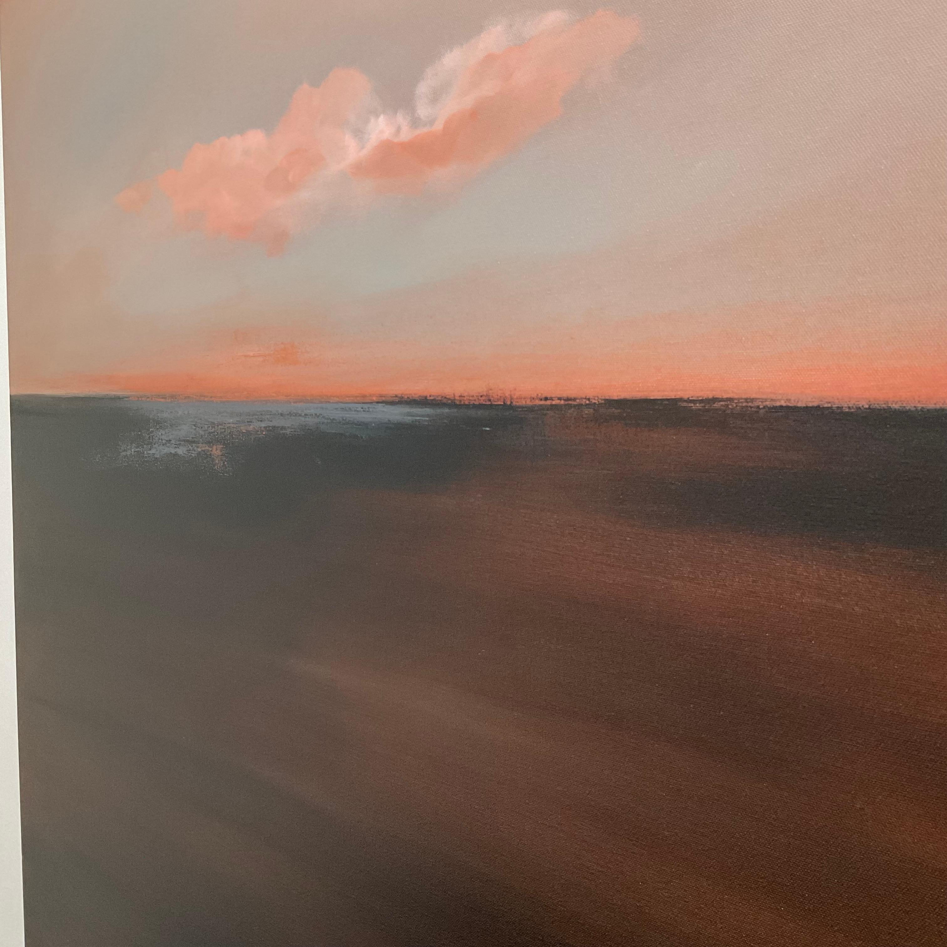 Aura, Pintura original, Paisaje, Arte del atardecer, Nubes de melocotón, Contemporáneo en venta 1