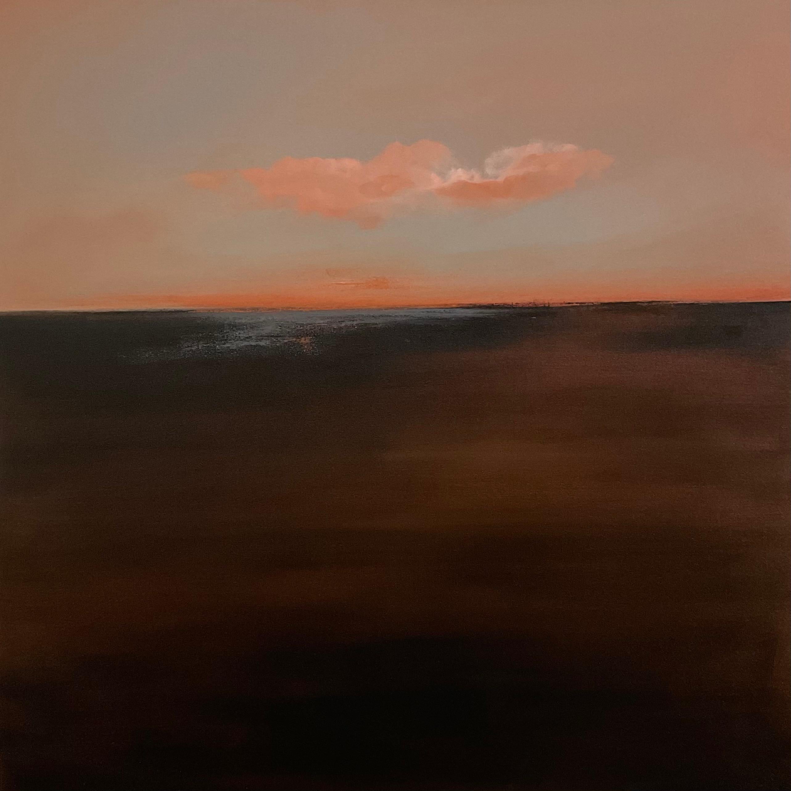 Aura, Pintura original, Paisaje, Arte del atardecer, Nubes de melocotón, Contemporáneo en venta 5