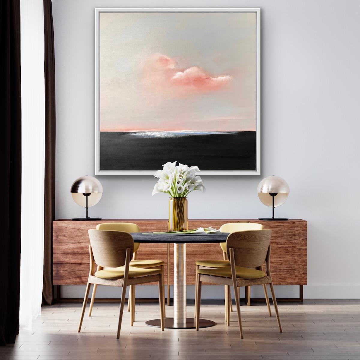 Contemplation, Atmospheric Contemporary Landscape art, Cloud and skyline art - Painting by Nicola Mosley