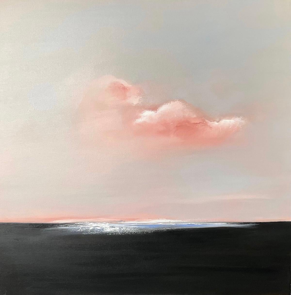Nicola Mosley Figurative Painting - Contemplation, Atmospheric Contemporary Landscape art, Cloud and skyline art