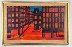 Donna della sera di metà secolo Paesaggio urbano surreale Pittura architettonica