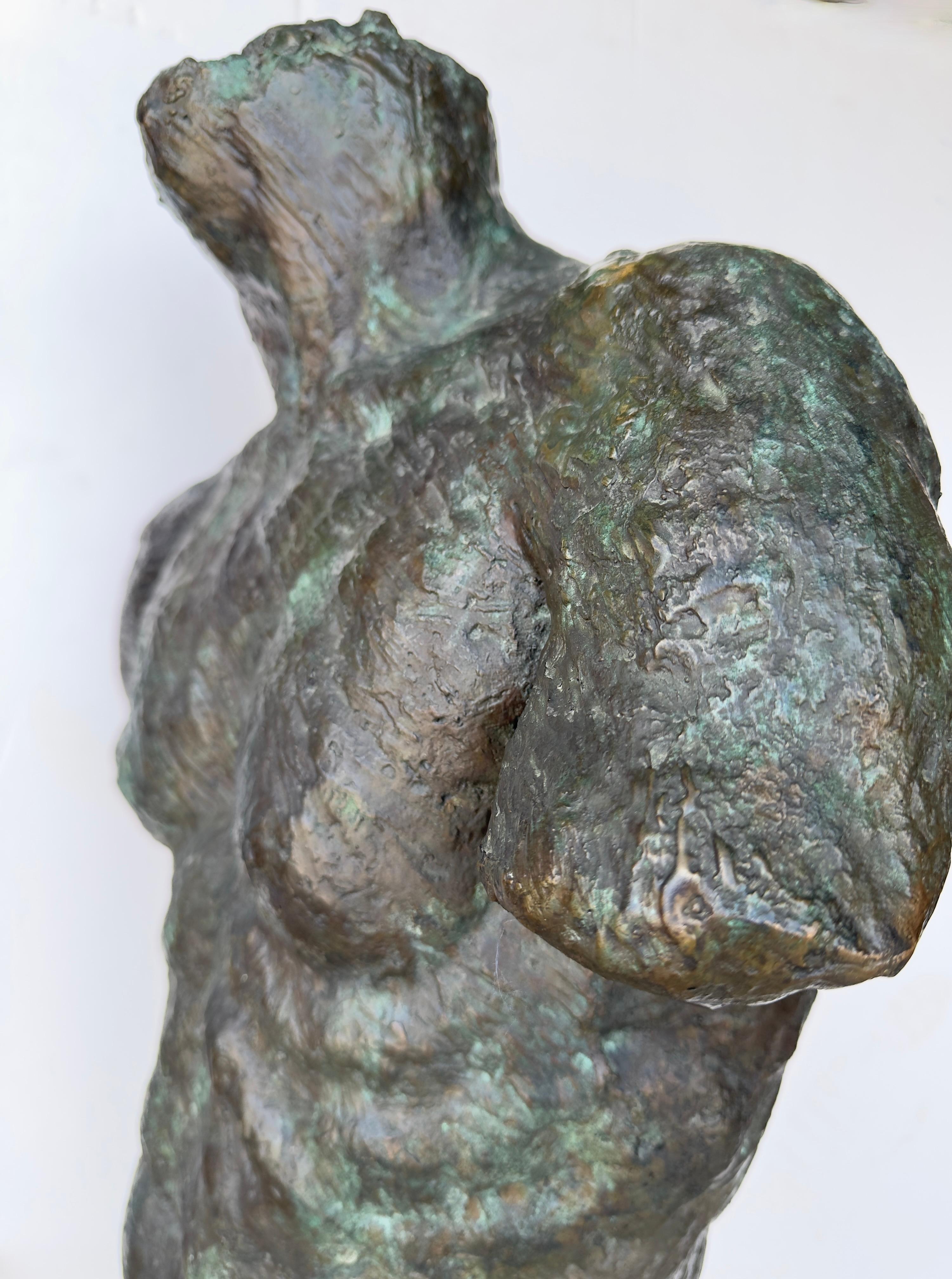 Nude Male Torso Bronze Sculpture on Marble For Sale 3