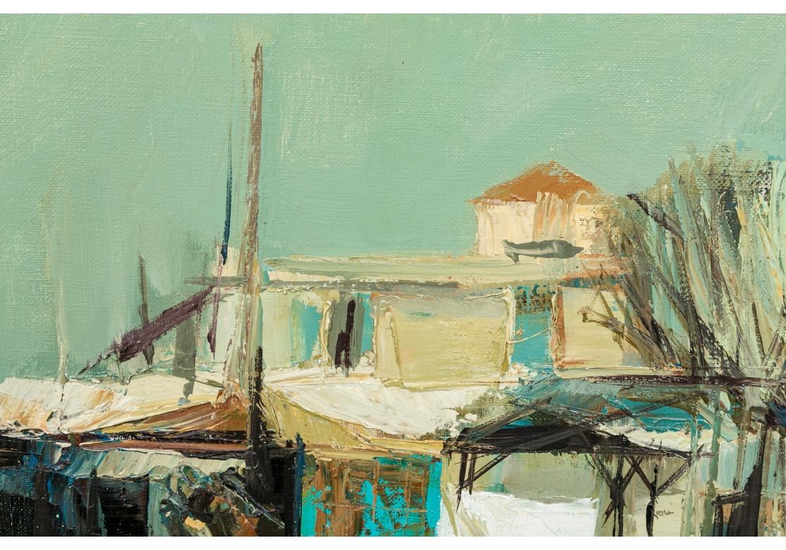 Nicola Simbari (italienne, 1927-2012), huile sur toile représentant un paysage en vente 4