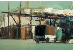 Nicola Simbari (italienne, 1927-2012), huile sur toile représentant un paysage