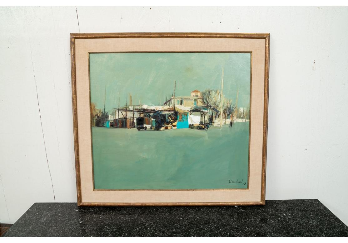Nicola Simbari (Italian, 1927-2012) Oil On Canvas Depicting A Landscape For Sale 3