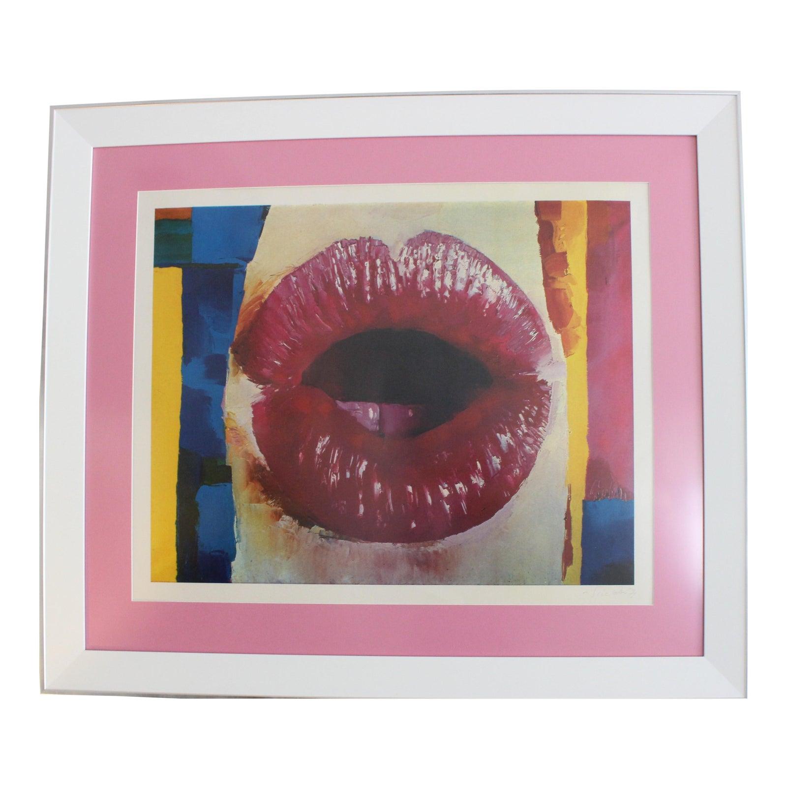 Nicola Simbari "Lips" Lithograph Print For Sale