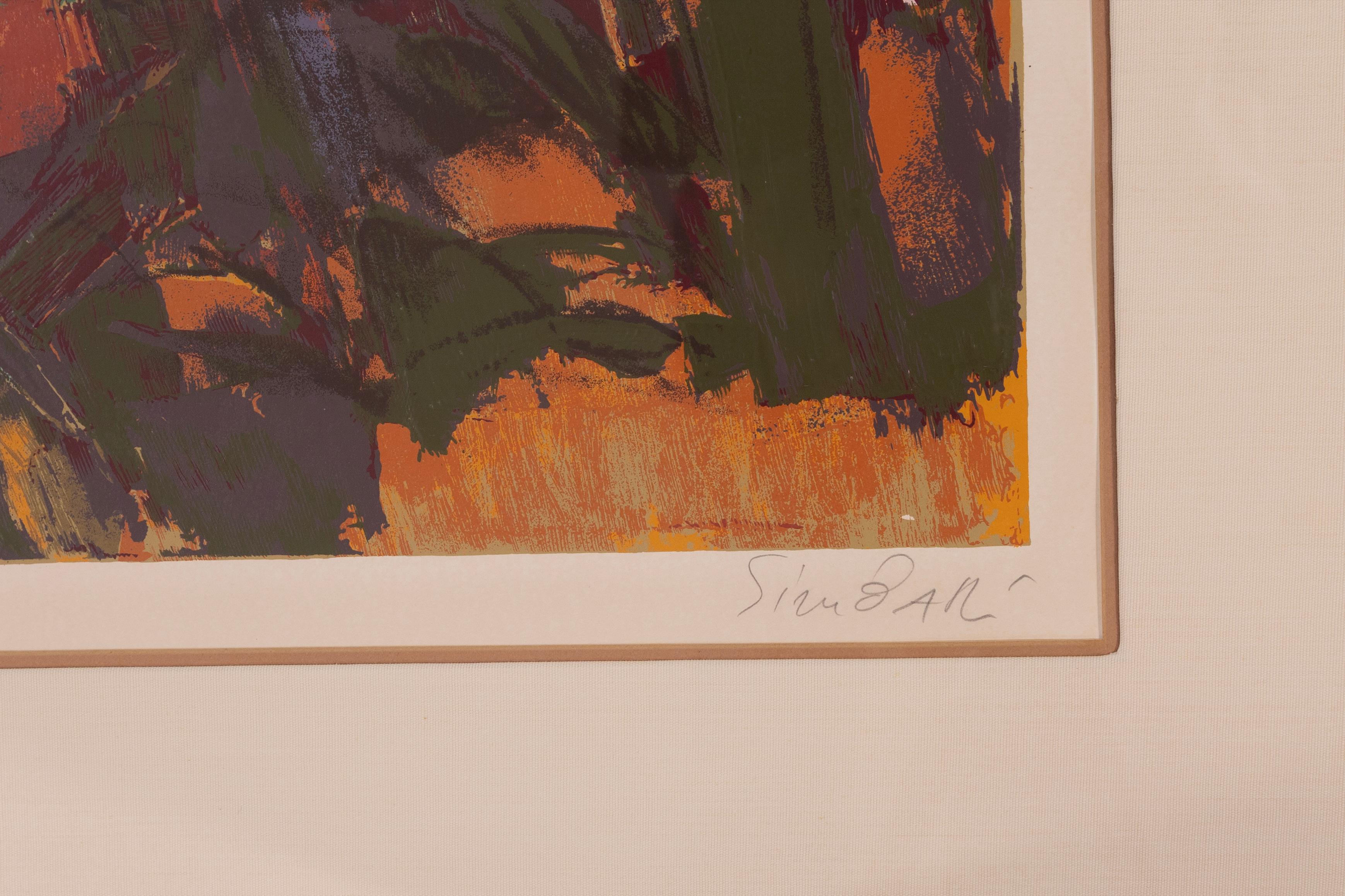 Nicola Simbari Marco Signiert Zeitgenössische Moderne Serigraphie 147/300 Gerahmt 1978 (Papier) im Angebot