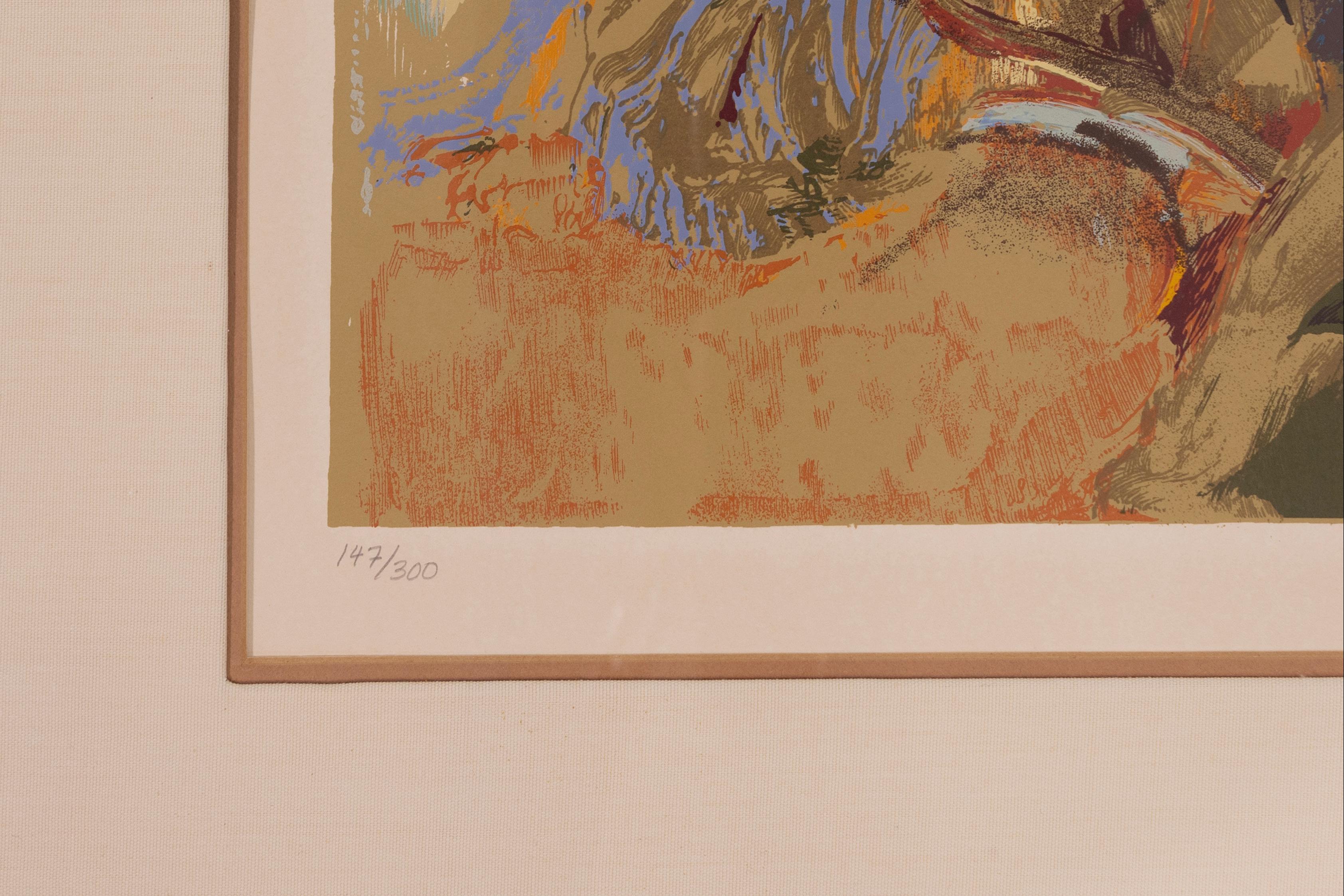 Nicola Simbari Marco Signiert Zeitgenössische Moderne Serigraphie 147/300 Gerahmt 1978 im Angebot 1