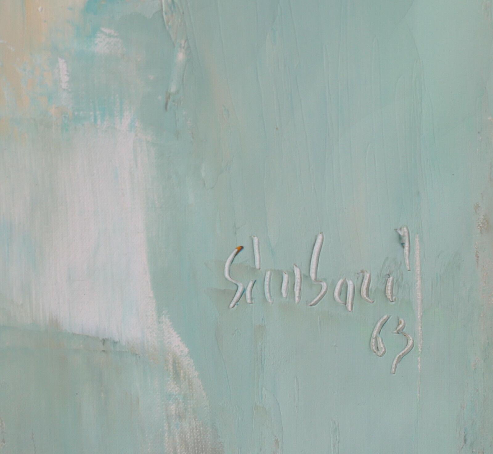 20th Century Nicola Simbari Oil on Canvas, Green Harbor, Signed