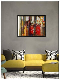 Nicola Simbari Large Original Oil Painting Female Portrait Signed Cityscape Art