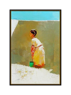 NICOLA SIMBARI Large Original Oil Painting On Canvas Signed Female Portrait Art