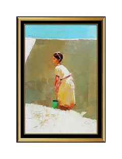 NICOLA SIMBARI Large Original Oil Painting On Canvas Signed Female Portrait Art