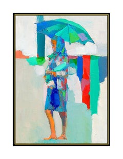 NICOLA SIMBARI Original OIL PAINTING ON CANVAS Female Portrait Signed Artwork
