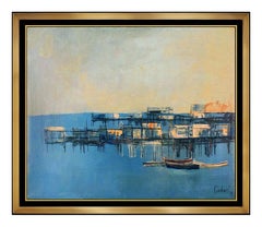 Nicola Simbari Original Oil Painting On Canvas Harbor Seascape Signed Artwork