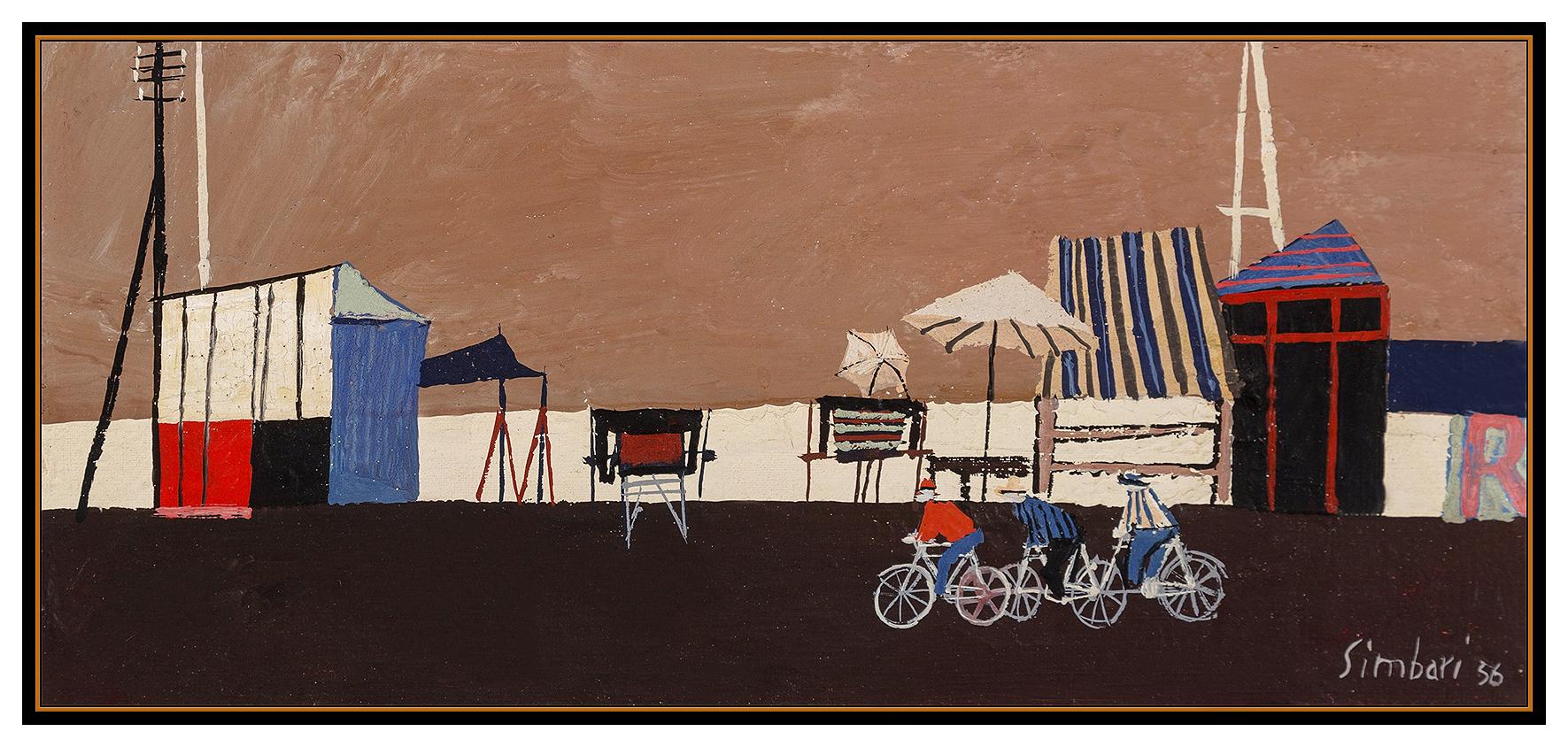 Nicola Simbari Original Oil Painting On Canvas Signed Beach Landscape Framed Art For Sale 1