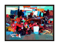 Nicola Simbari Original Oil Painting On Canvas Signed Beach Landscape Large Art