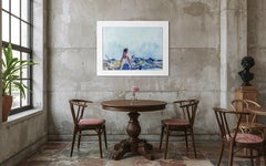 Nicola Simbari Mujer a lo largo de la costa 36 pulgadas Pintura original firmada