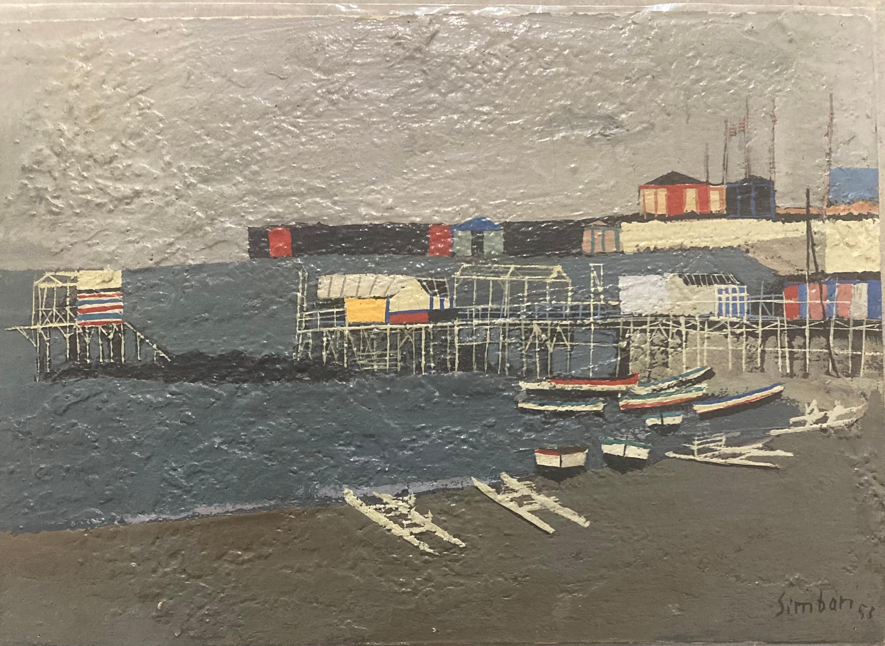“Pier and boats” - Painting by Nicola Simbari