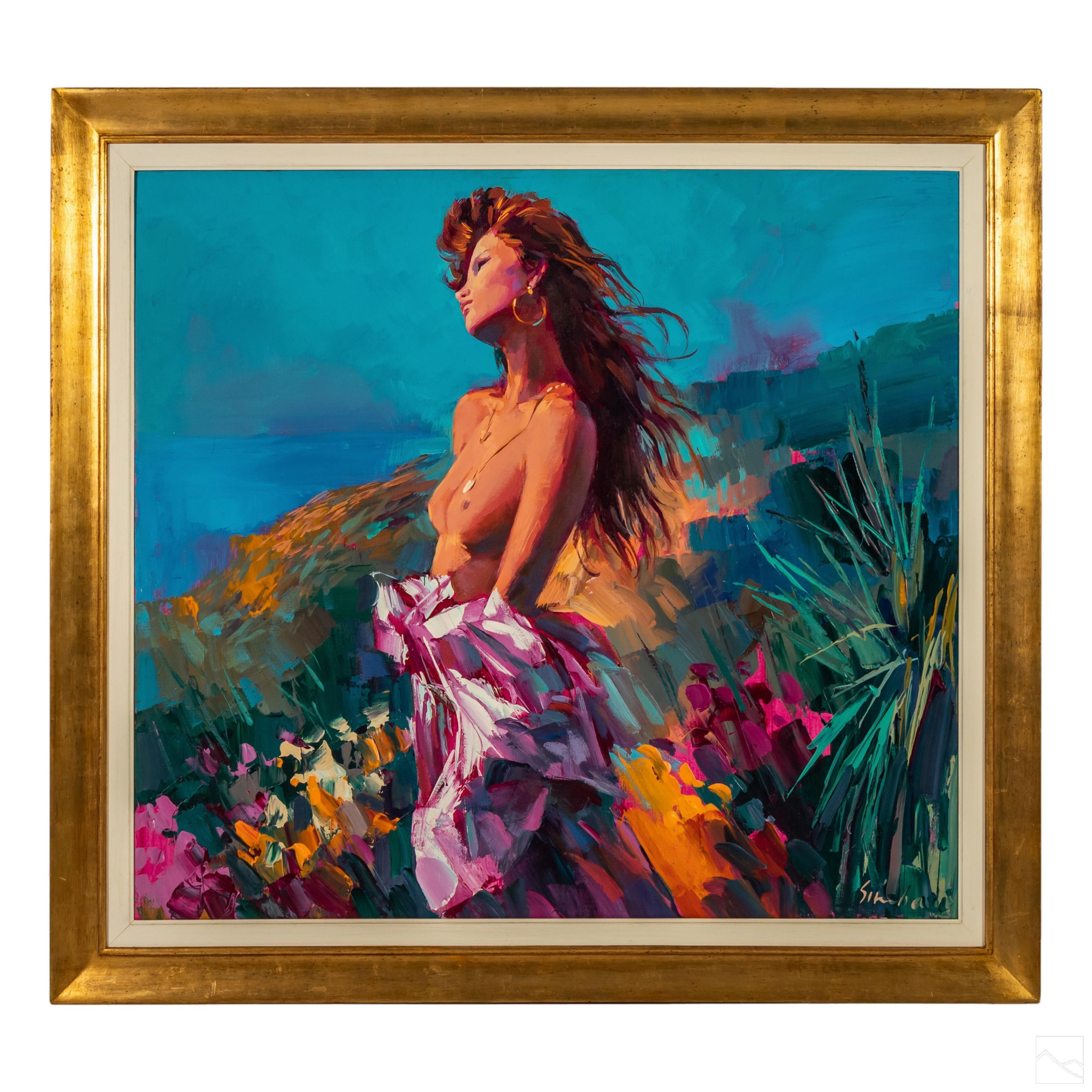 Nicola Simbari Nude Painting -  Semi Nude Woman With Long Hair