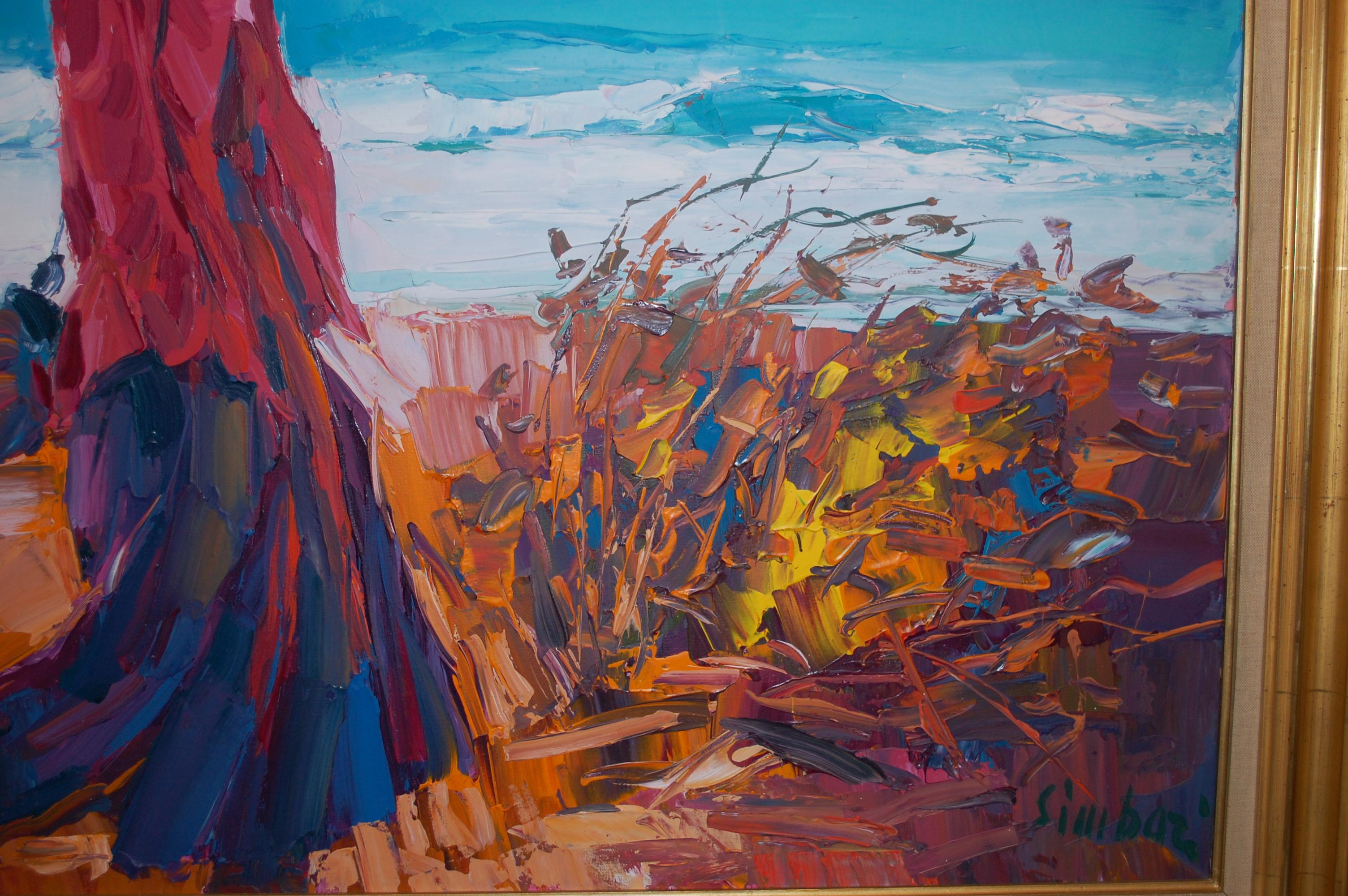 Caminando por el mar. 
Artista firmado en la esquina inferior derecha, tamaño del lienzo (31 1/2 x 39 1/4in). 
Nicola Simbari nació en Italia y creció en Roma. Estudió en la Accademia di Belle Arti di Roma, y en la década de 1940 comenzó a dedicarse
