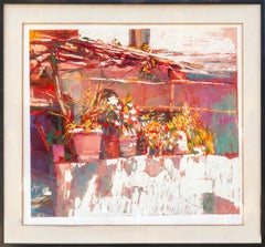 Vintage Balcony in Amalfi, Impressionist Print by Nicola Simbari