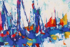 Blue Marina, Large Framed Silkscreen by Simbari