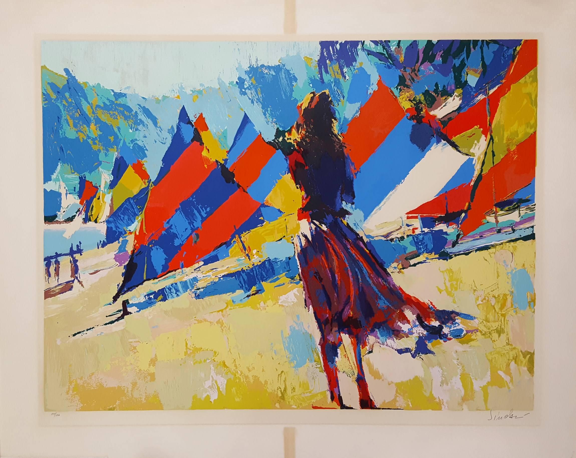 Girl with Sailboats - Print by Nicola Simbari