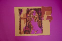 Modello su fucsia - Serigrafia di Nicola Simbari - 1976