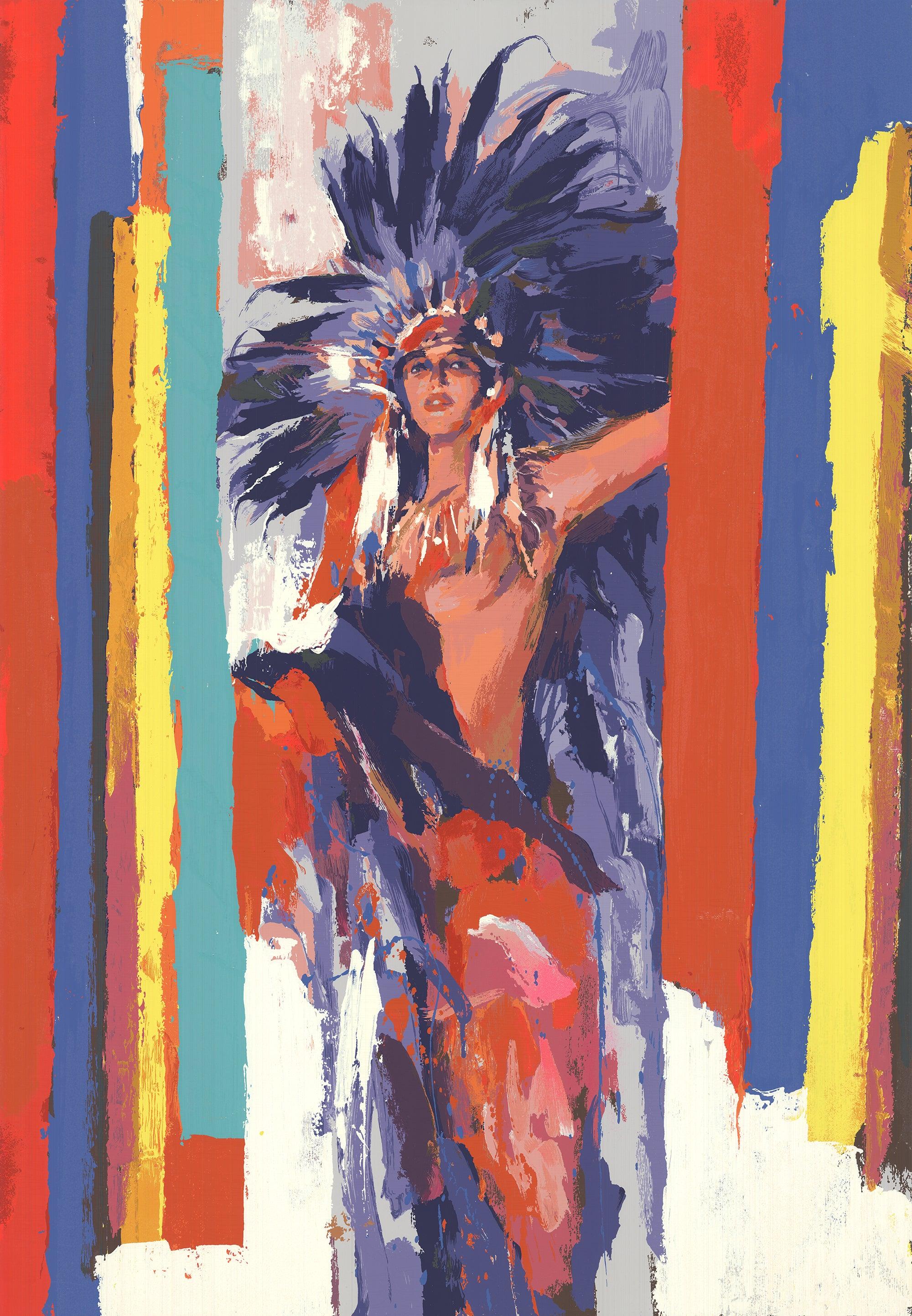 Portrait Print de Nicola Simbari - Tocado de indio americano