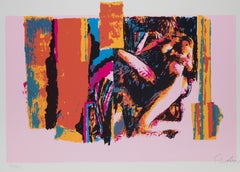 Nude Lying Model - Original Screen Print by Nicola Simbari - 1976