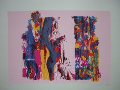 Nude on Pink - Screen Print by Nicola Simbari - 1976