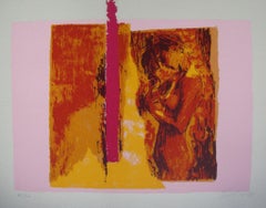 Desnudo sobre rojo - Serigrafía de Nicola Simbari - 1976