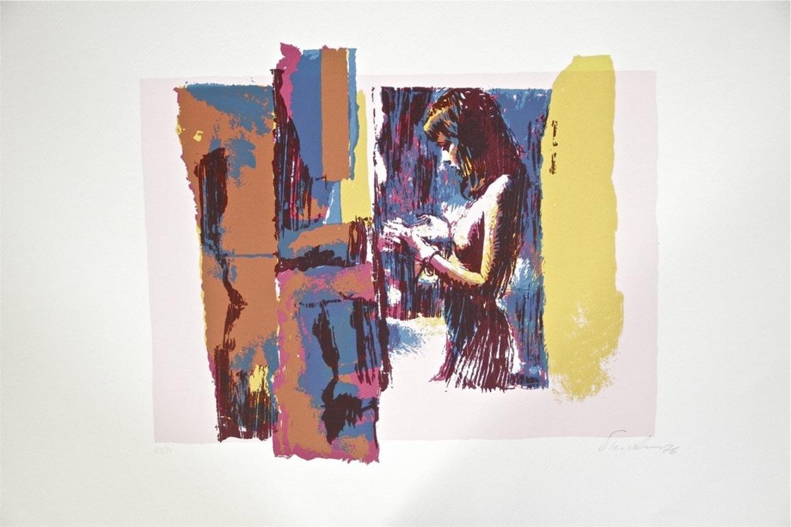 Pink Nude - Screen Print by Nicola Simbari - 1976