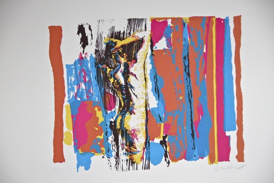 Nu arrondi en blanc - sérigraphie de Nicola Simbari - 1976
