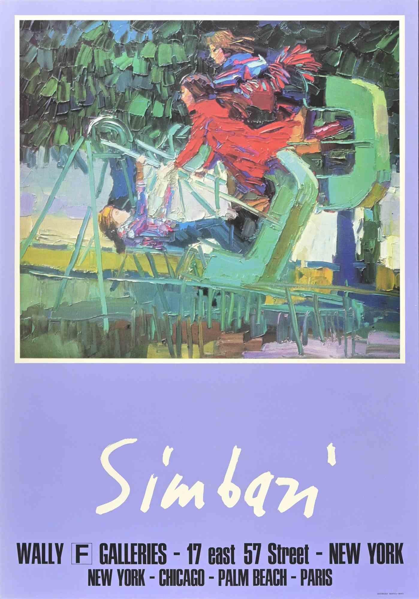 Nicola Simbari Figurative Print -  Vintage Poster after Simbari - New York - Original Offset - 1970s