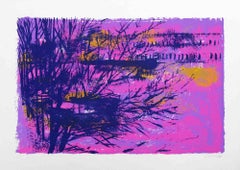 Paesaggio viola - Serigrafia di Nicola Simbari - 1976