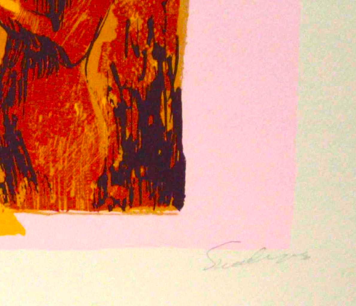Woman in Pink - Original Lithograph by Nicola Simbari - 1976 For Sale 3