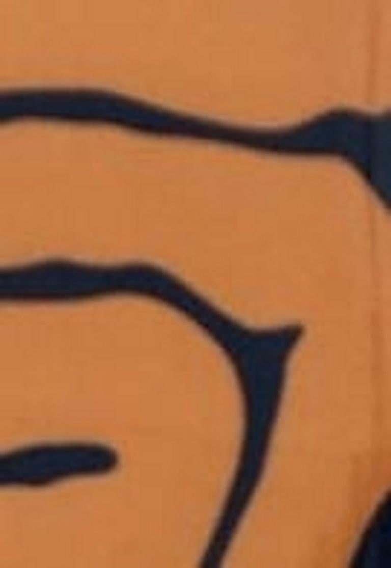 Nicola Tassie, Slip Pillow trailing Orange on Blue In Excellent Condition For Sale In London, GB