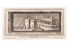 Paisaje con monumentos y figuras - Aguafuerte de Nicola Vanni - Siglo XVIII